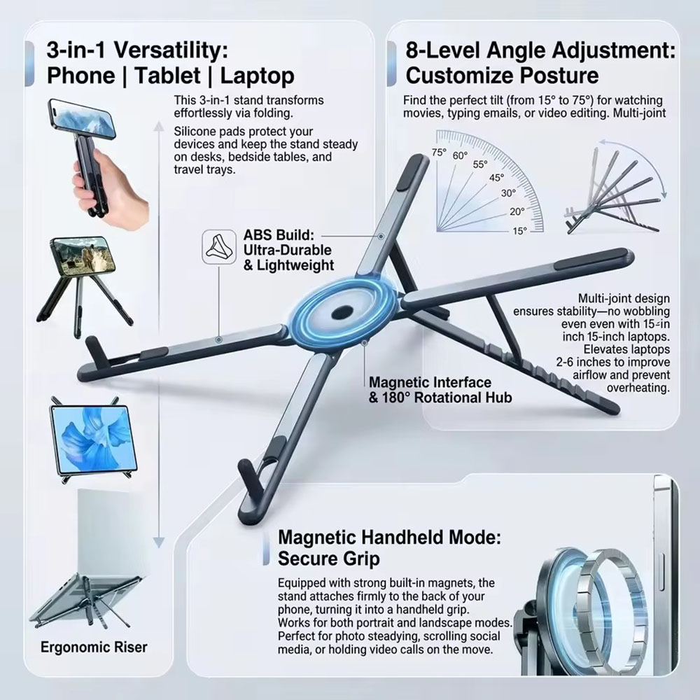 Laptop Accessories Holder - Supporto Magnetico Portatile per Telefono e